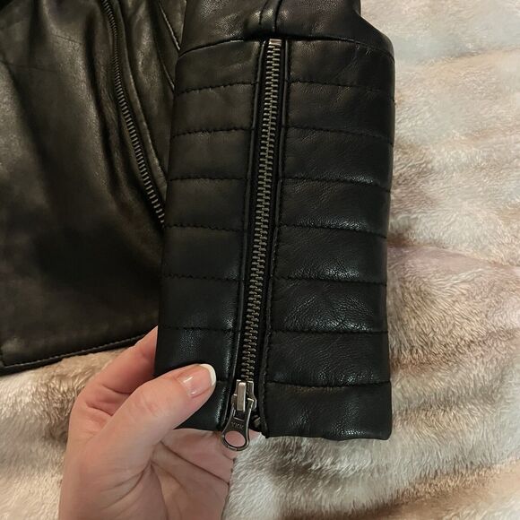 Boden Jacket Black 100% Leather Moto Biker Asymmetrical Zipper Size 4 EUC Gorg - Picture 6 of 16